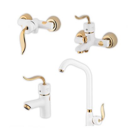 دست کامل شیرآلات نوتریکا مدل سلما سفید طلایی