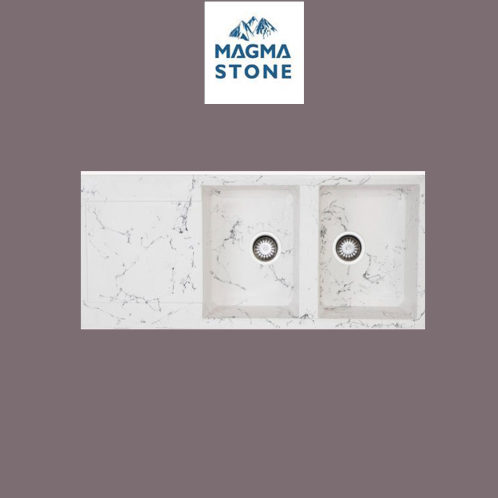 سینک گرانیتی توکار رنگ سفید رگه مشکی