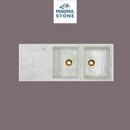 سینک گرانیتی توکار رنگ سفید رگه طلایی