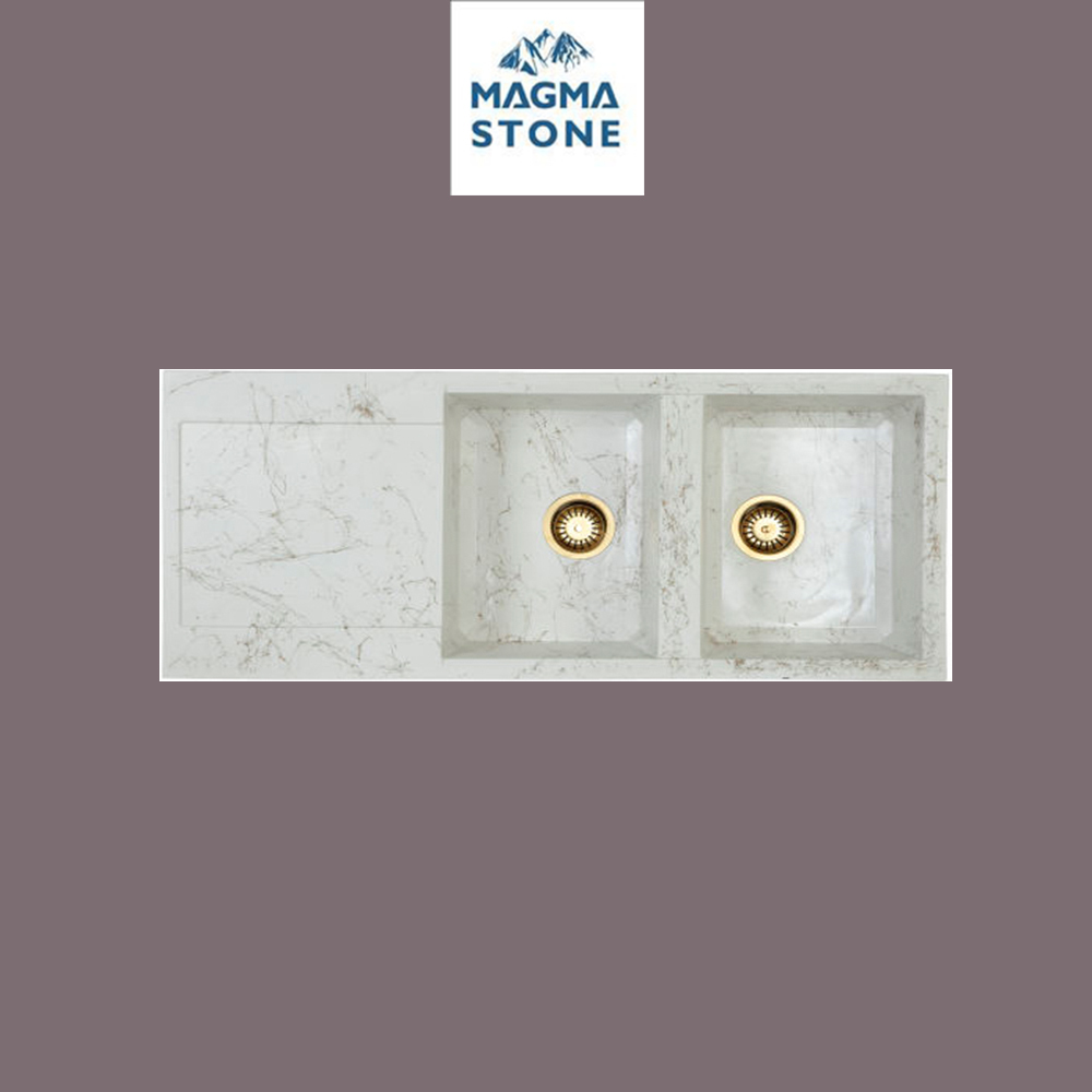 سینک گرانیتی توکار رنگ سفید رگه طلایی