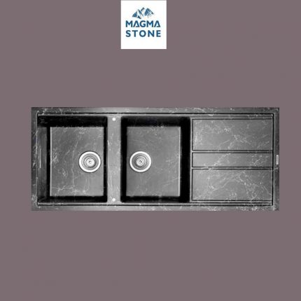 سینک گرانیتی توکار رنگ مشکی رگه سفید