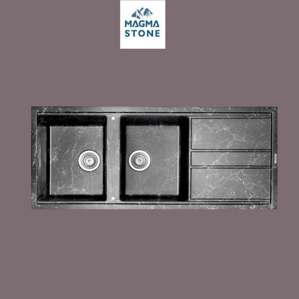سینک گرانیتی توکار رنگ مشکی رگه سفید